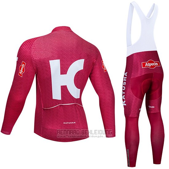 2019 Fahrradbekleidung Katusha Alpecin Rot Trikot Langarm und Tragerhose